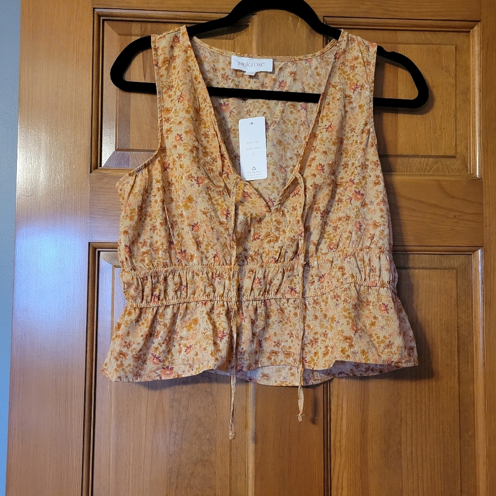 Floral Flowly Hippie Crop Top Size L